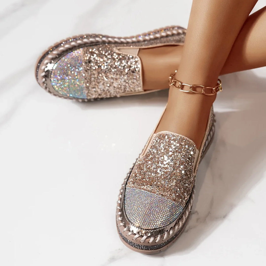 Lizka - Mocasines de Plataforma Con Purpurina y Pedrería