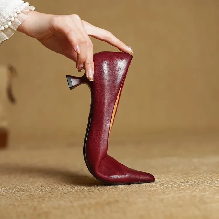 Samra - Zapatos de Tacón de Piel Auténtica
