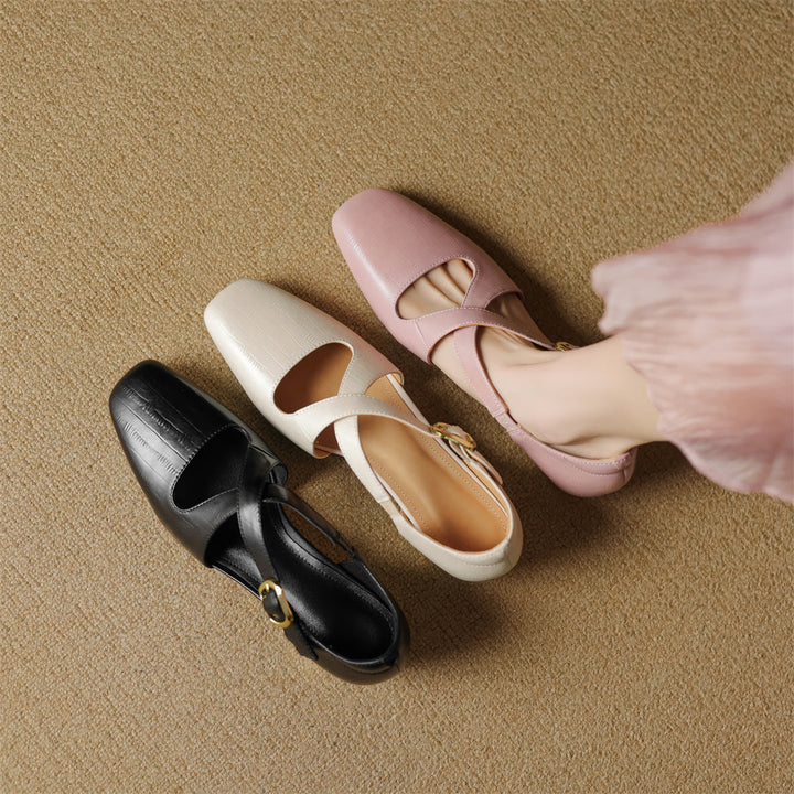 Malena - Zapatos De Cuero Con Tiras Cruzadas