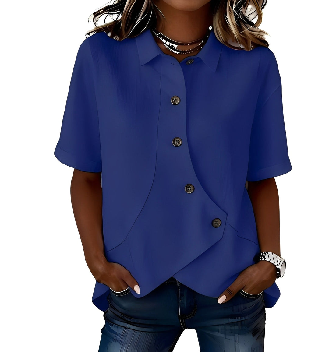 Thabata - Blusa Elegante De Manga Corta