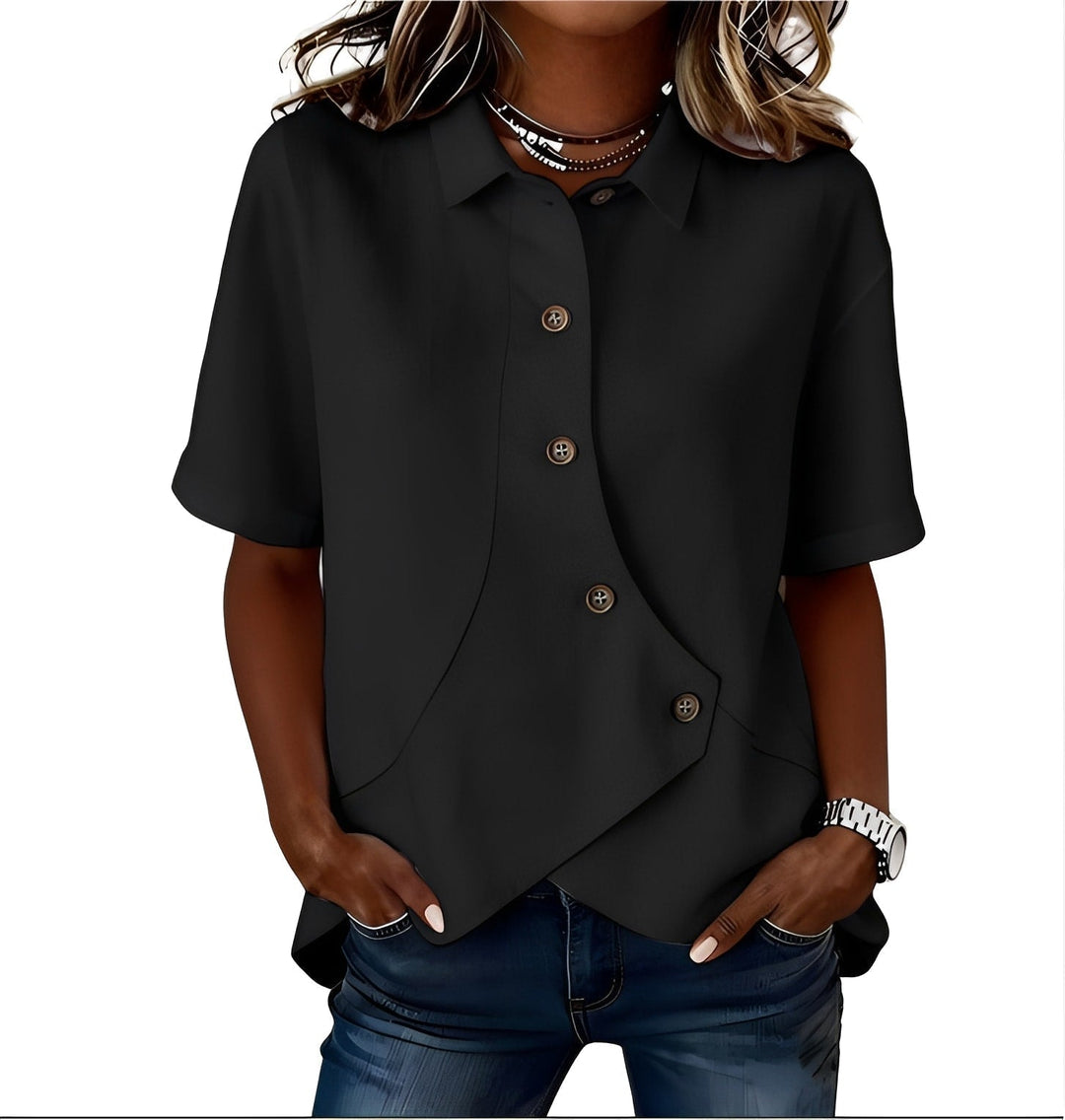 Thabata - Blusa Elegante De Manga Corta