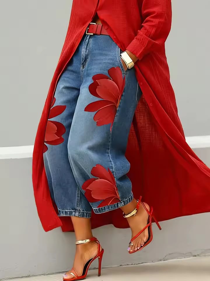 Makellah - Vaqueros Informales Con Estampado Floral