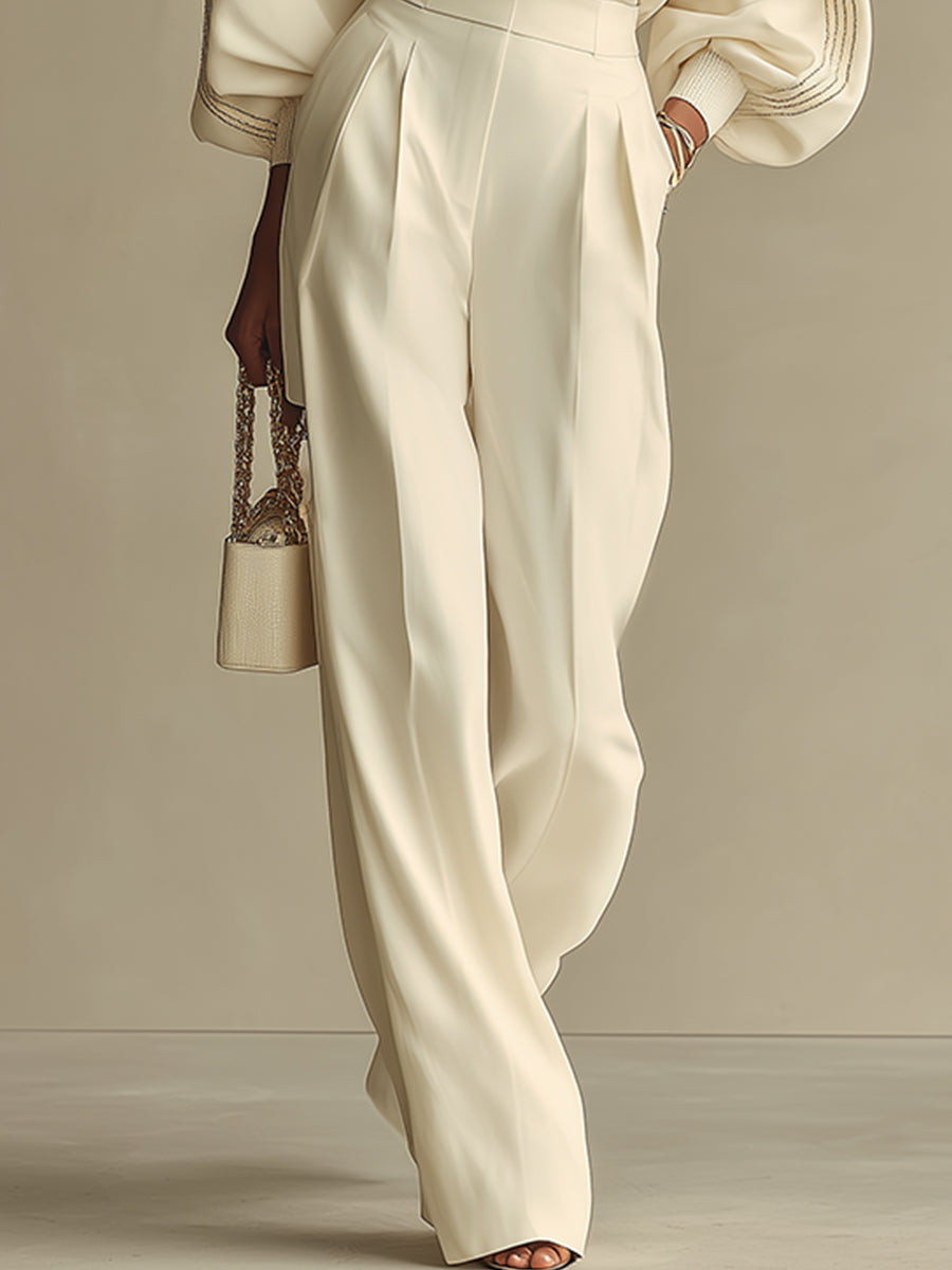 Leticya - Conjunto de Punto con Pantalones de Pierna Ancha