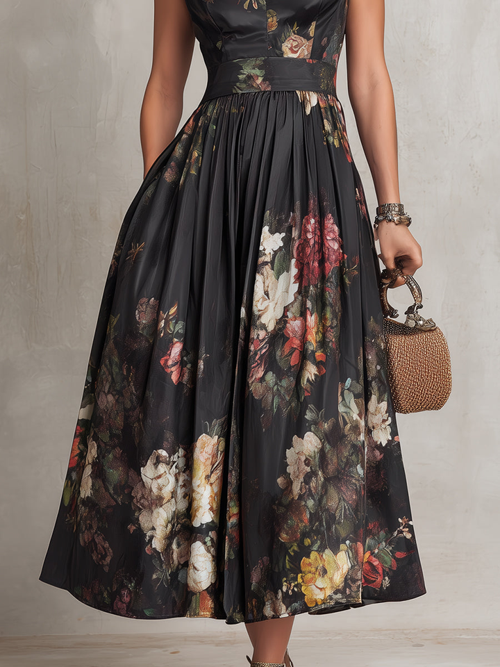 Littia - Vestido De Satén Con Estampado Floral Plisado