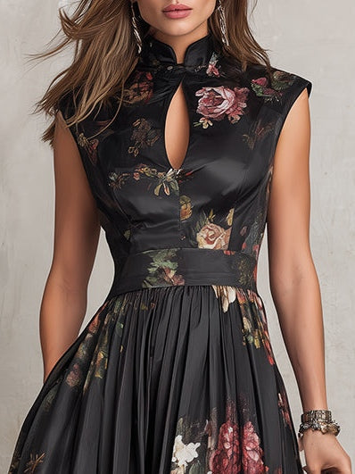 Littia - Vestido De Satén Con Estampado Floral Plisado