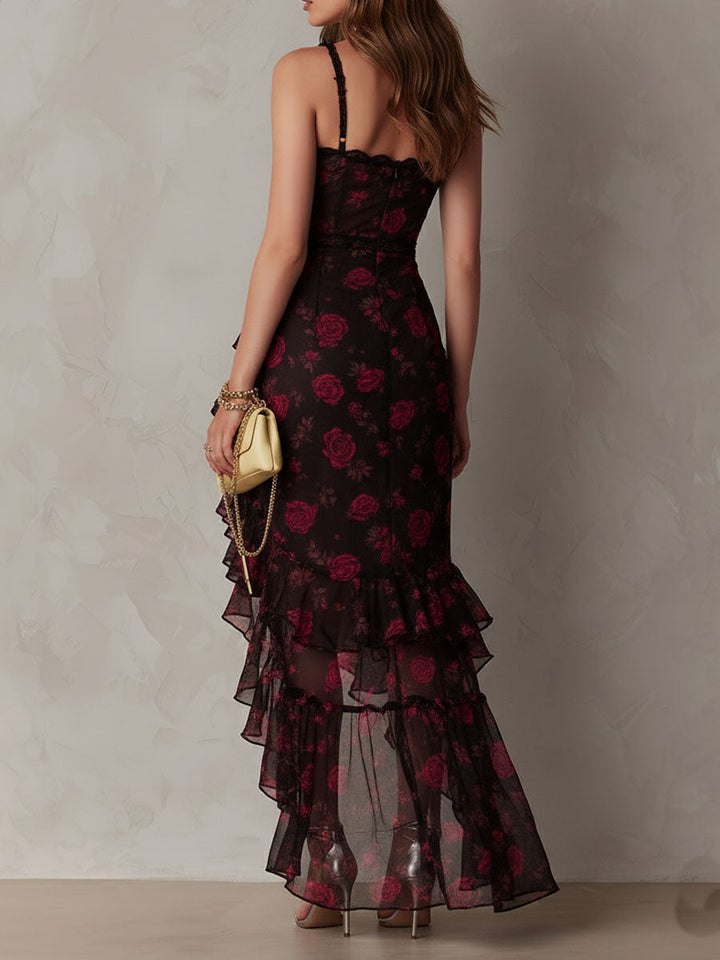 Deyna - Elegante Vestido Floral Con Bajo Fruncido