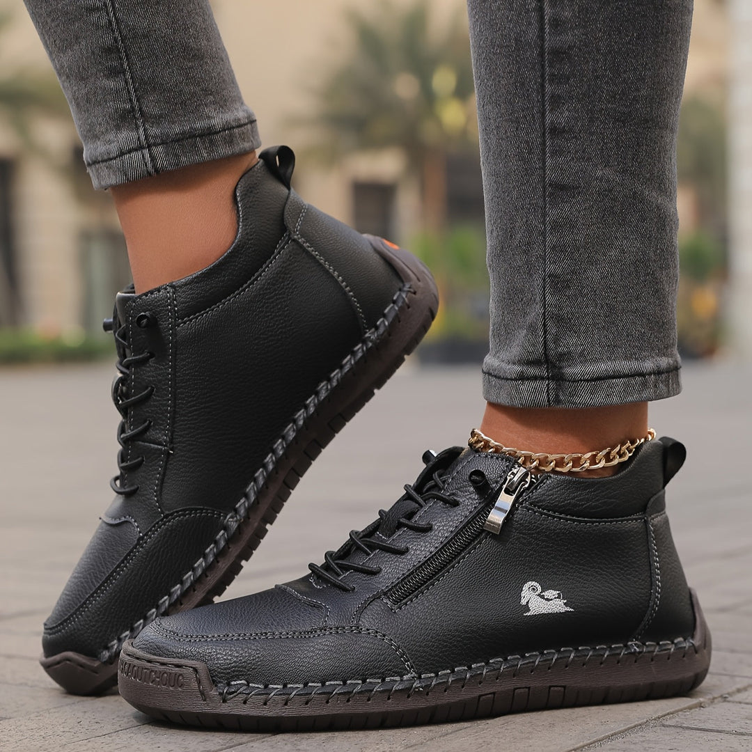 Schreiner - Zapatillas Deportivas con Cordones y Cremallera Con Costuras en Contraste