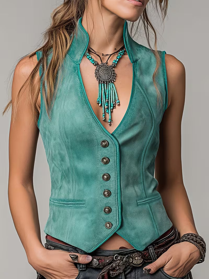 Lrina - Chaleco Entallado De Estilo Bohemio