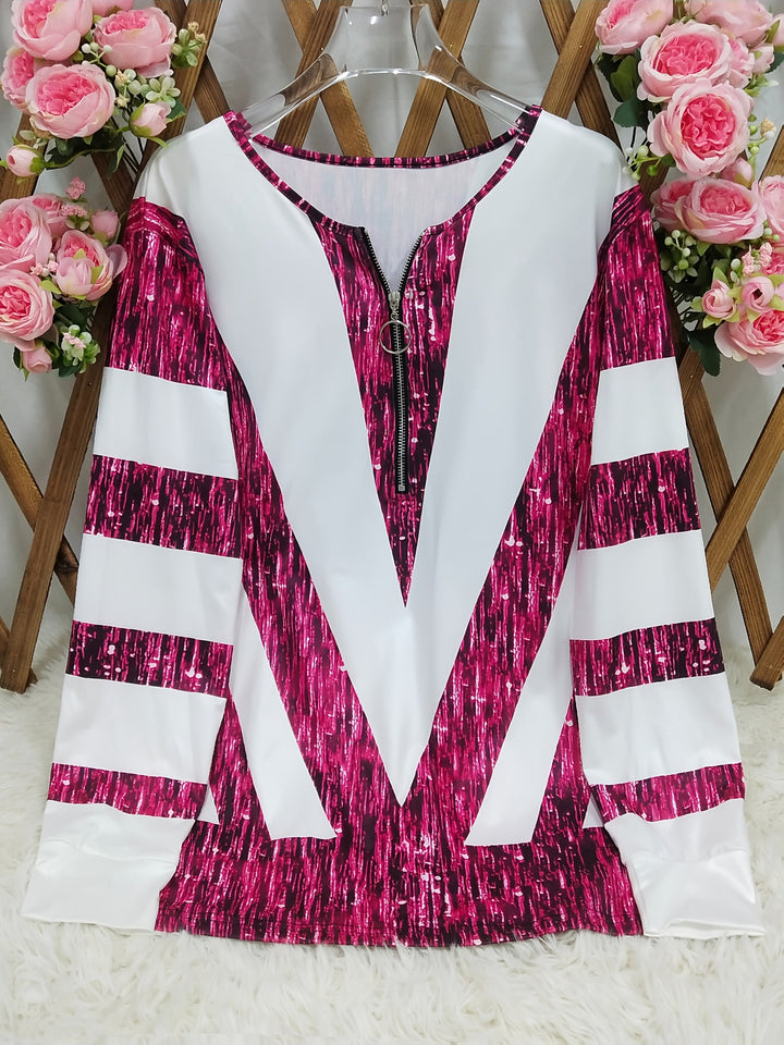 Kyna - Camiseta De Manga Larga Con Estampado Artístico Y Cremallera