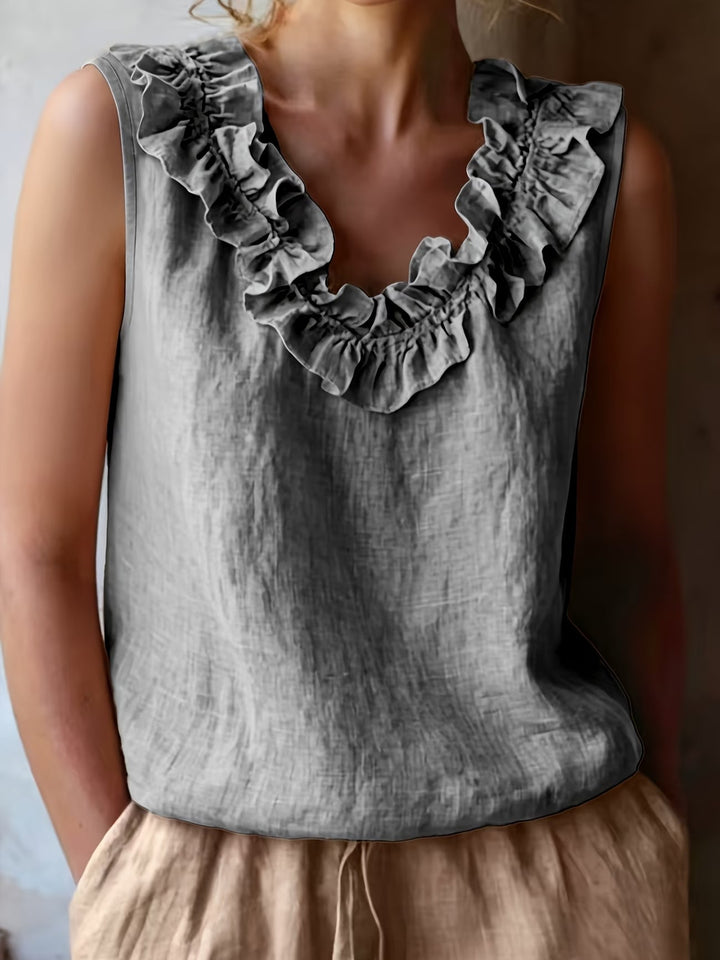 Safiya - Blusa Sin Mangas Con Cuello De Volantes