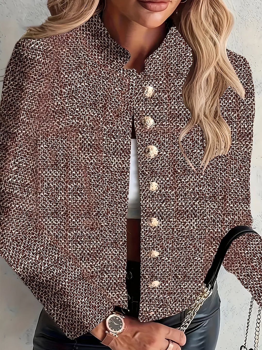 Aruzhan - Elegante Chaqueta De Manga Larga Con Botones