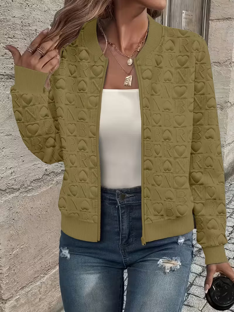Lojina - Chaqueta Con Cremallera Y Diseño De Corazones en Relieve