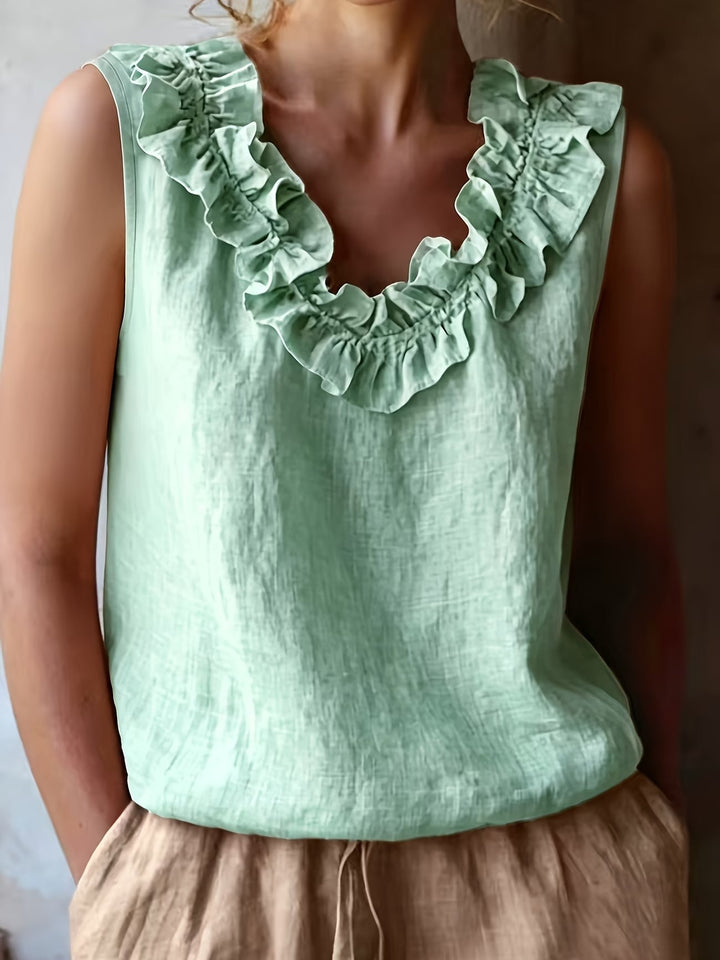 Safiya - Blusa Sin Mangas Con Cuello De Volantes