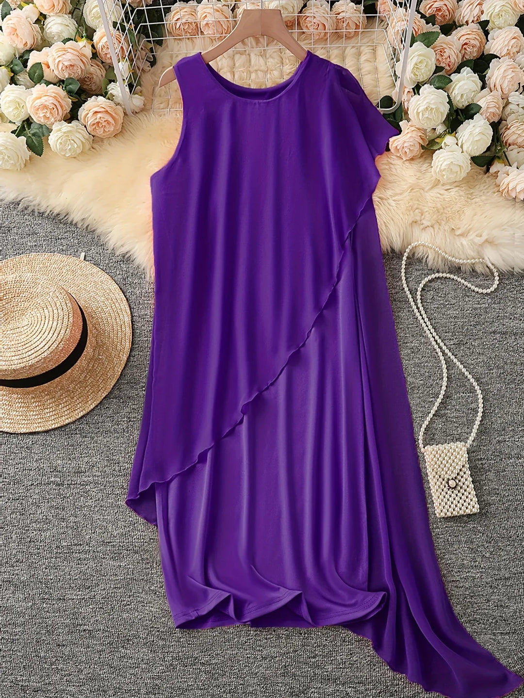 Maren - Elegante Vestido Midi Con Mangas Sin Mangas