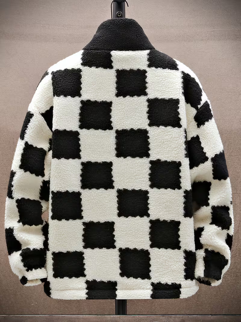 Melany - Chaqueta de Forro Polar a Cuadros Con Capucha y Cremallera