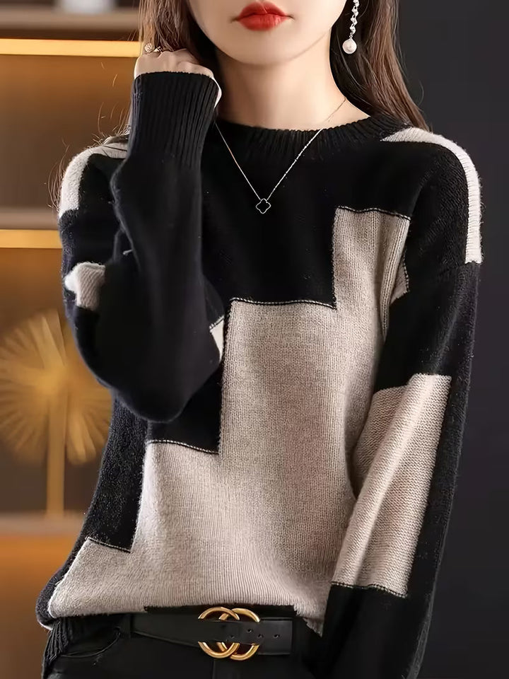 Marvelle - Jersey De Manga Larga Con Cuello Redondo Y Bloques De Color