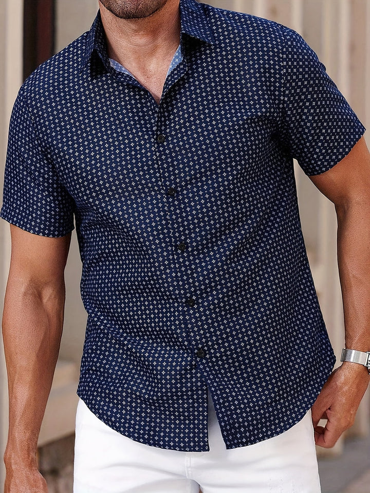 Orvian - Camisa De Manga Corta Con Estampado Geométrico Y Botones