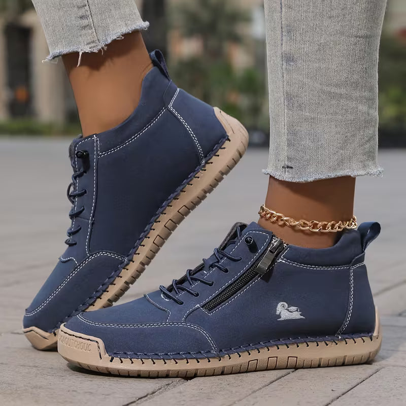Schreiner - Zapatillas Deportivas con Cordones y Cremallera Con Costuras en Contraste