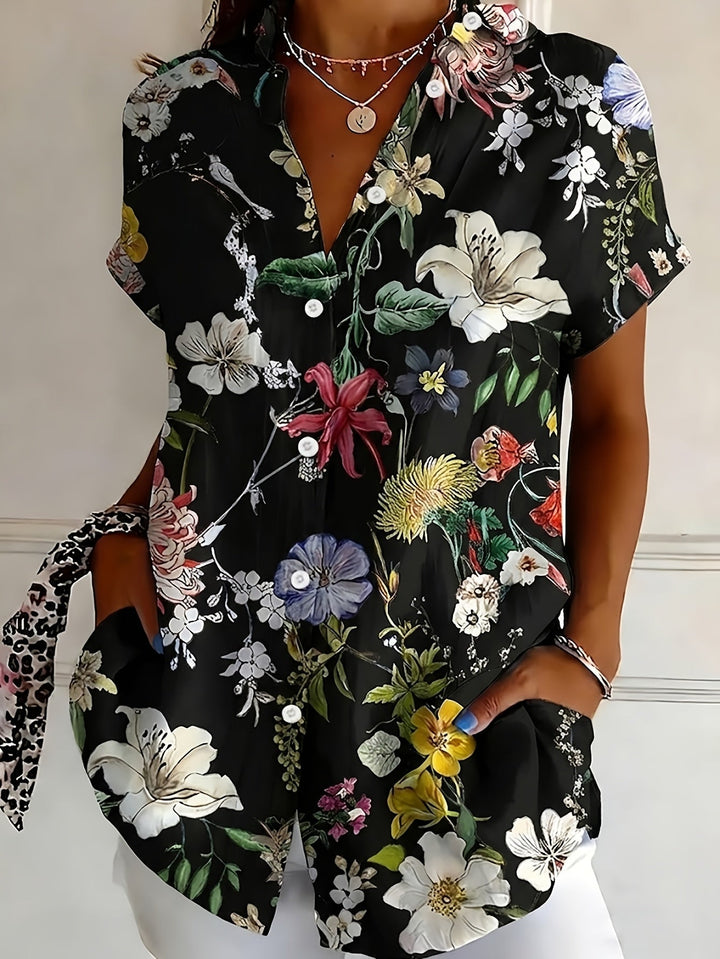 Nabilah - Camiseta Informal De Manga Corta Con Estampado Floral