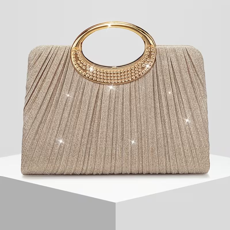 Lizzana - Bolso De Mano Plisado Con Anilla Redonda Brillante