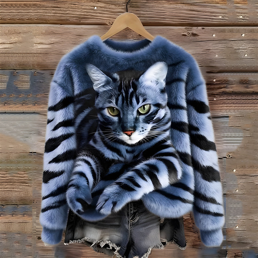 Zohara - Jersey De Pelo Sintético Con Estampado De Gatos