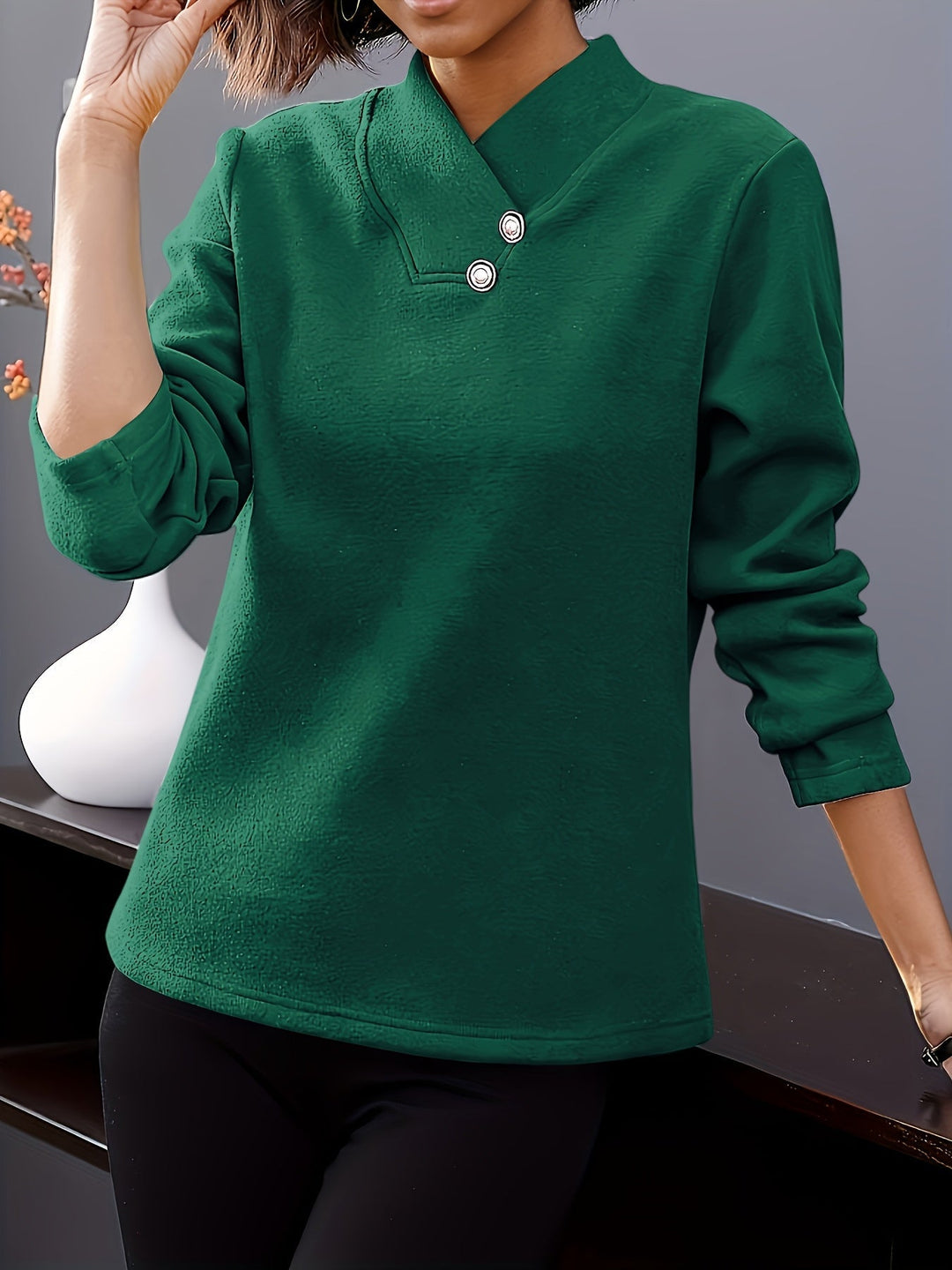 Bonya - Camiseta Informal De Manga Larga Con Cuello en V