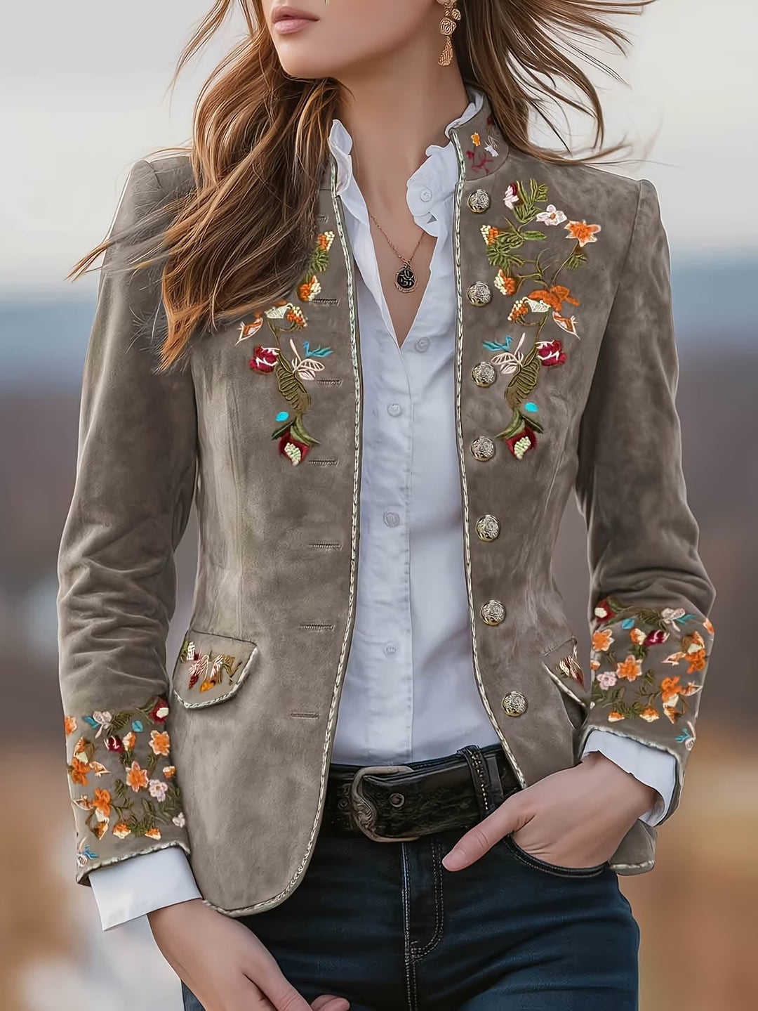Anisaa - Chaqueta Elegante Con Cuello Alto