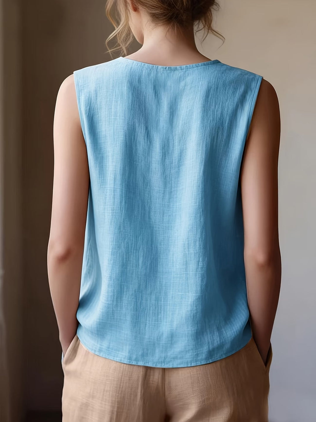 Safiya - Blusa Sin Mangas Con Cuello De Volantes