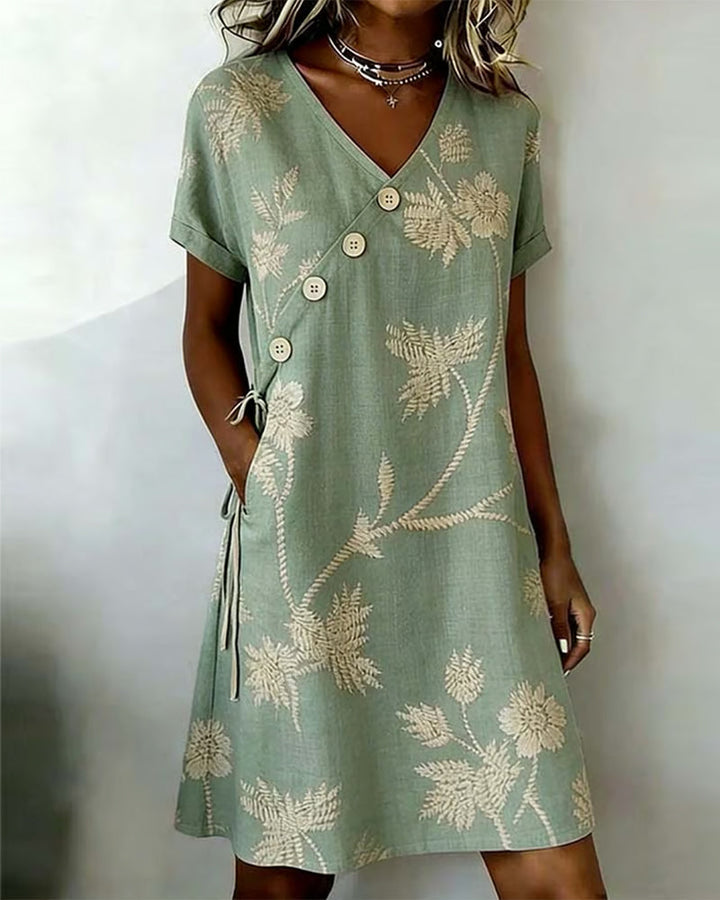 Celmira - Minivestido Con Estampado De Botones en Diagonal