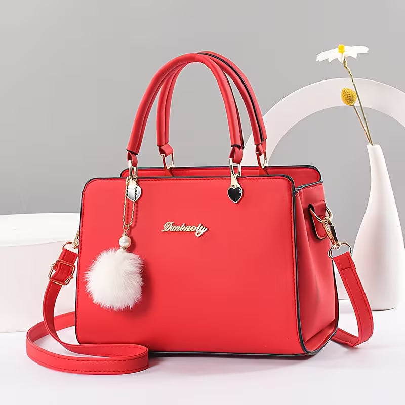 Sanika - Bolso de Mano Con Colgante de Pompón y Correa Para el Hombro