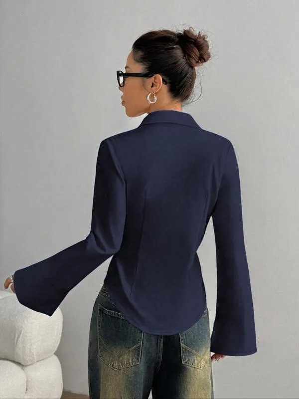 Ellera - Camisa Informal De Manga Larga Y Corte Entallado