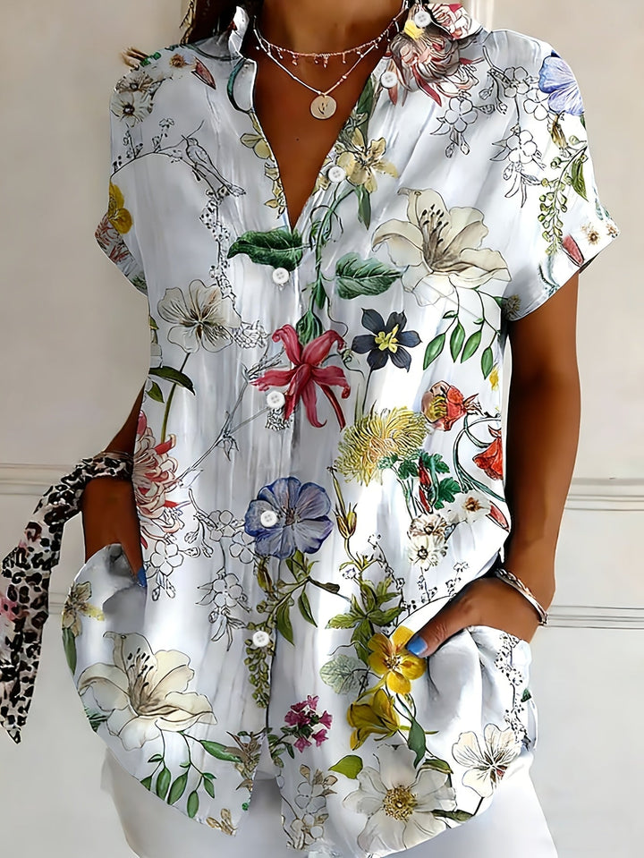 Nabilah - Camiseta Informal De Manga Corta Con Estampado Floral
