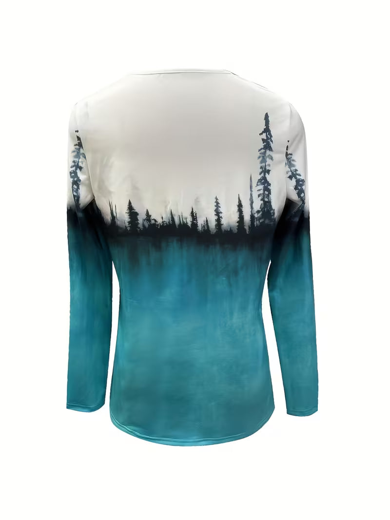 Prajina - Camiseta De Manga Larga Con Estampado Forestal