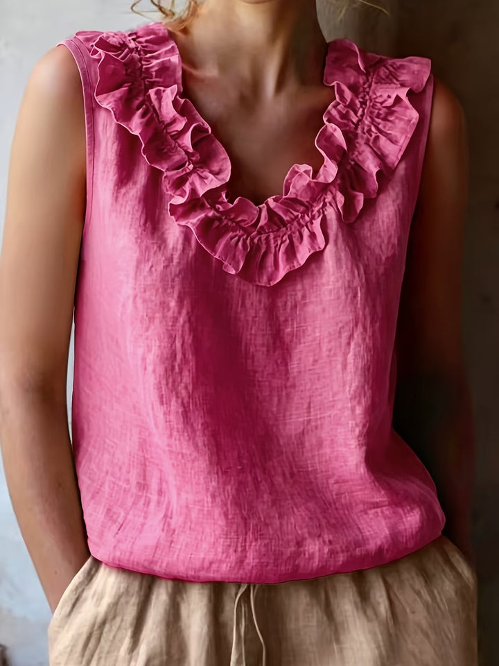 Safiya - Blusa Sin Mangas Con Cuello De Volantes