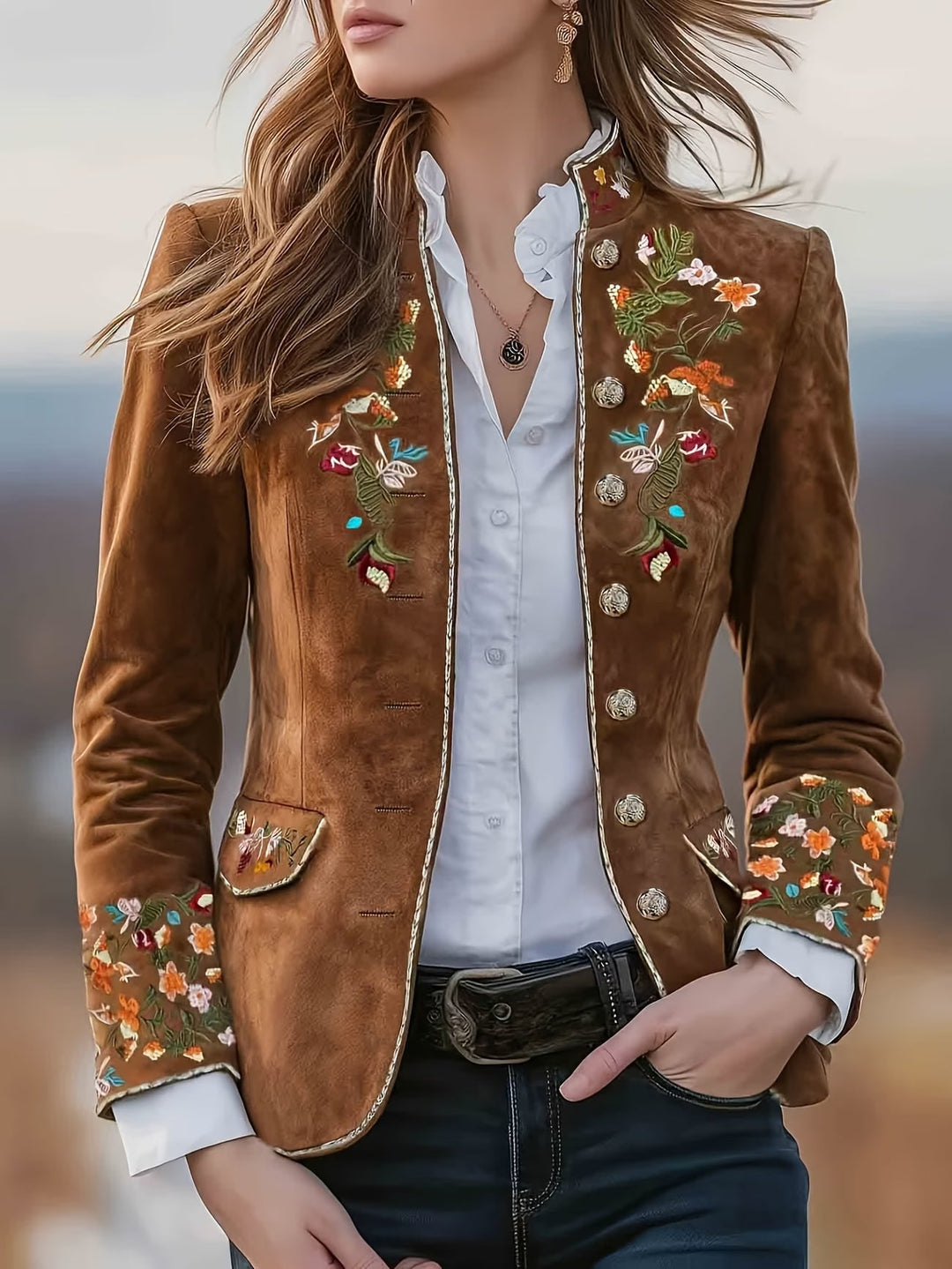 Anisaa - Chaqueta Elegante Con Cuello Alto