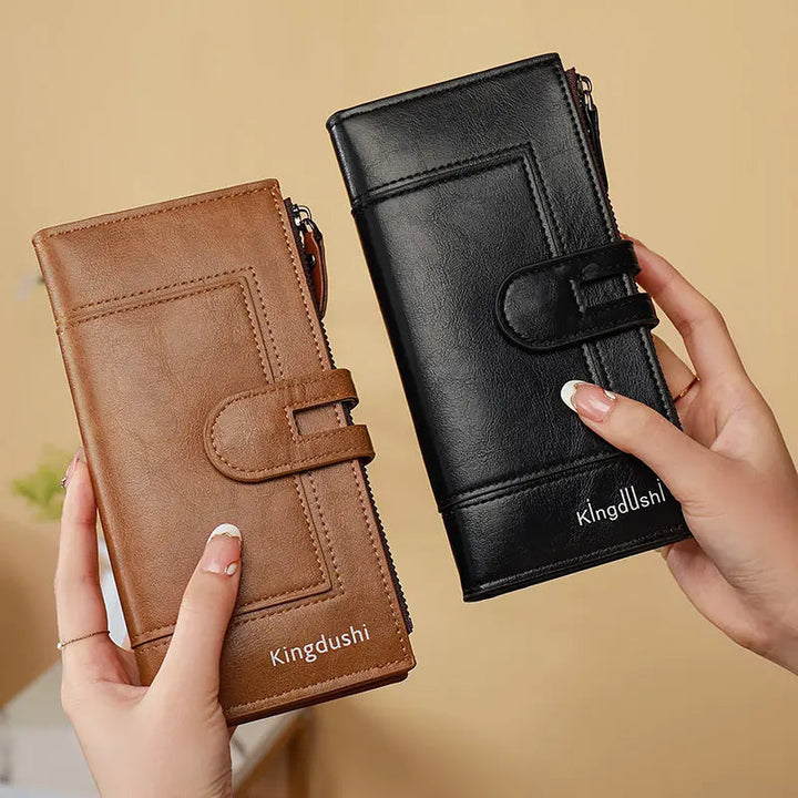 Hinina - Cartera De Piel Con Doble Cremallera