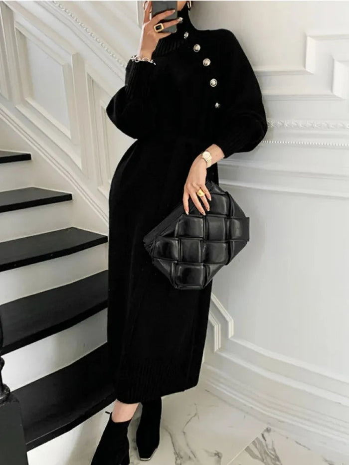 Nassra - Vestido Elegante De Cuello Alto
