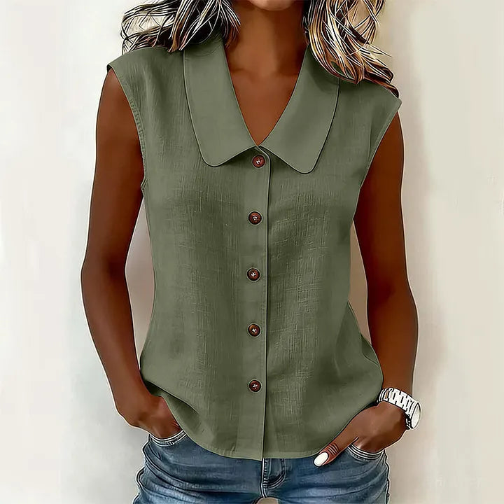 Chisato - Camisa Con Cuello en V Y Botones