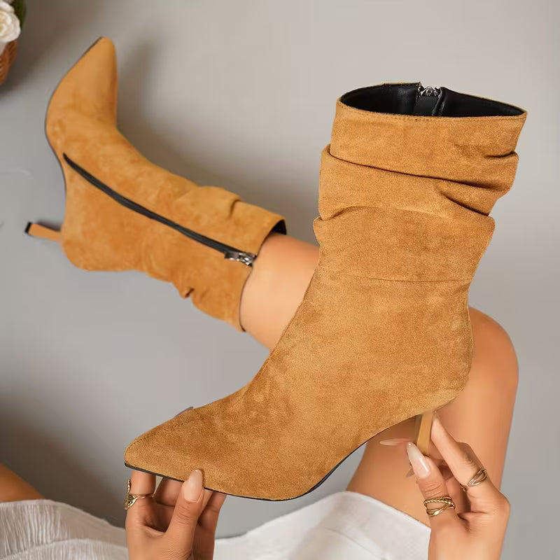 Tittana - Botas De Tacón Medio Con Puntas Afiladas