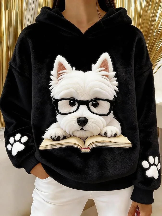 Eglantine - Sudadera Con Capucha De Franela Con Estampado De Terrier