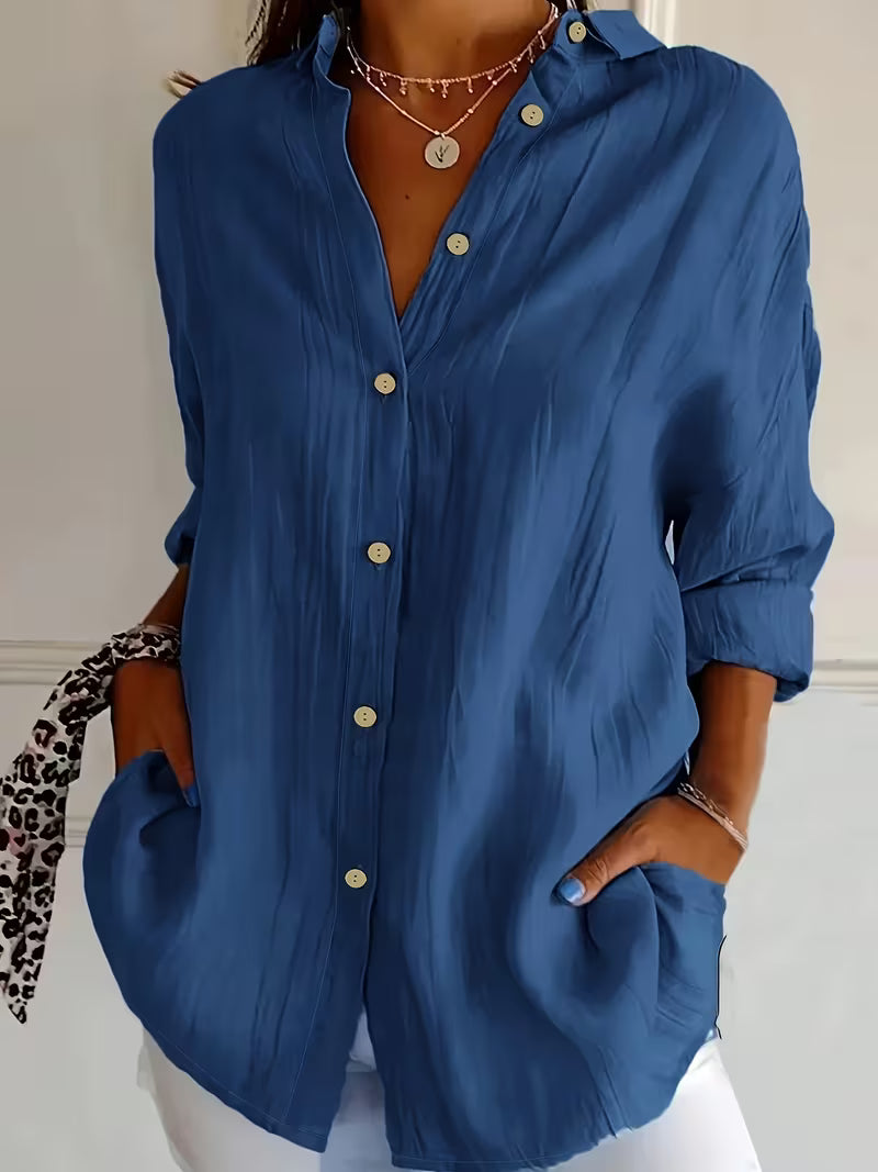 Soella - Camisa De Manga Larga Con Cuello Y Botones