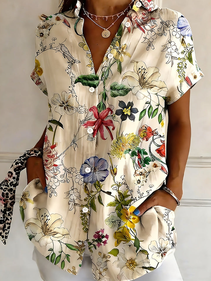 Nabilah - Camiseta Informal De Manga Corta Con Estampado Floral