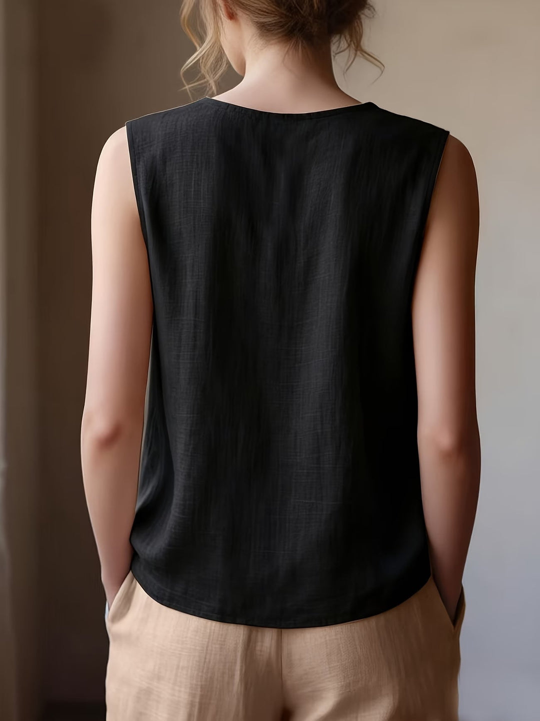 Safiya - Blusa Sin Mangas Con Cuello De Volantes