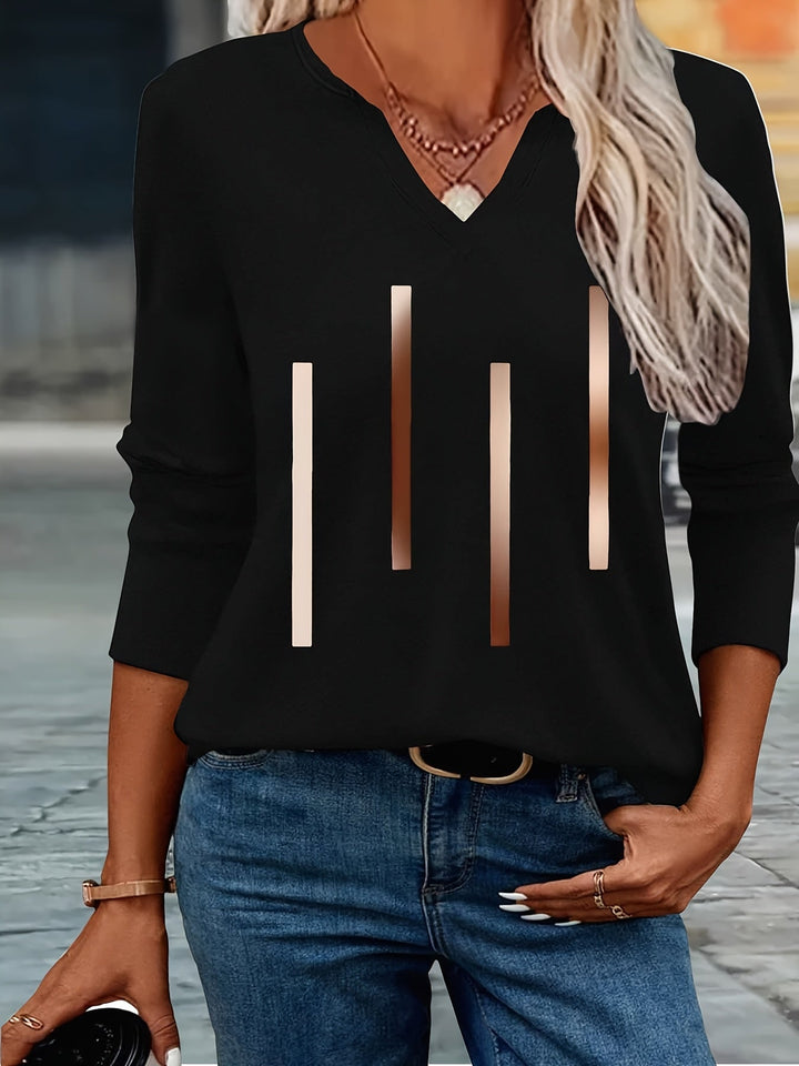 Ziqian - Elegante Camisa Estampada De Manga Larga