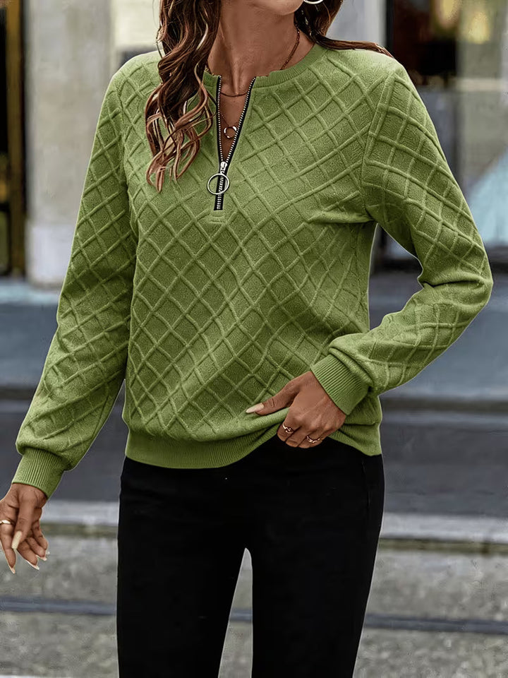 Juliet - Sudadera de Manga Larga Con Cuello de Cremallera y Textura