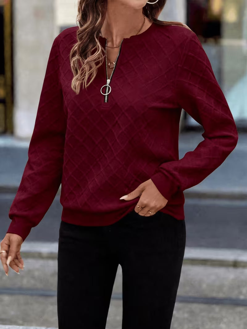 Juliet - Sudadera de Manga Larga Con Cuello de Cremallera y Textura