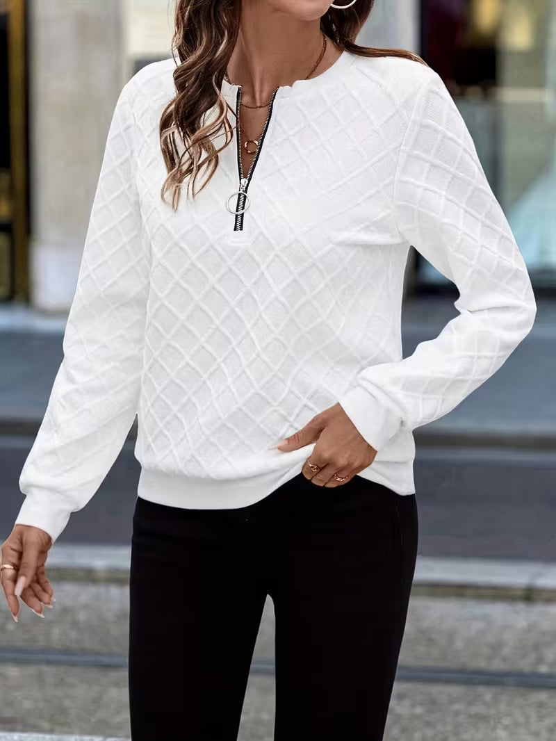 Juliet - Sudadera de Manga Larga Con Cuello de Cremallera y Textura