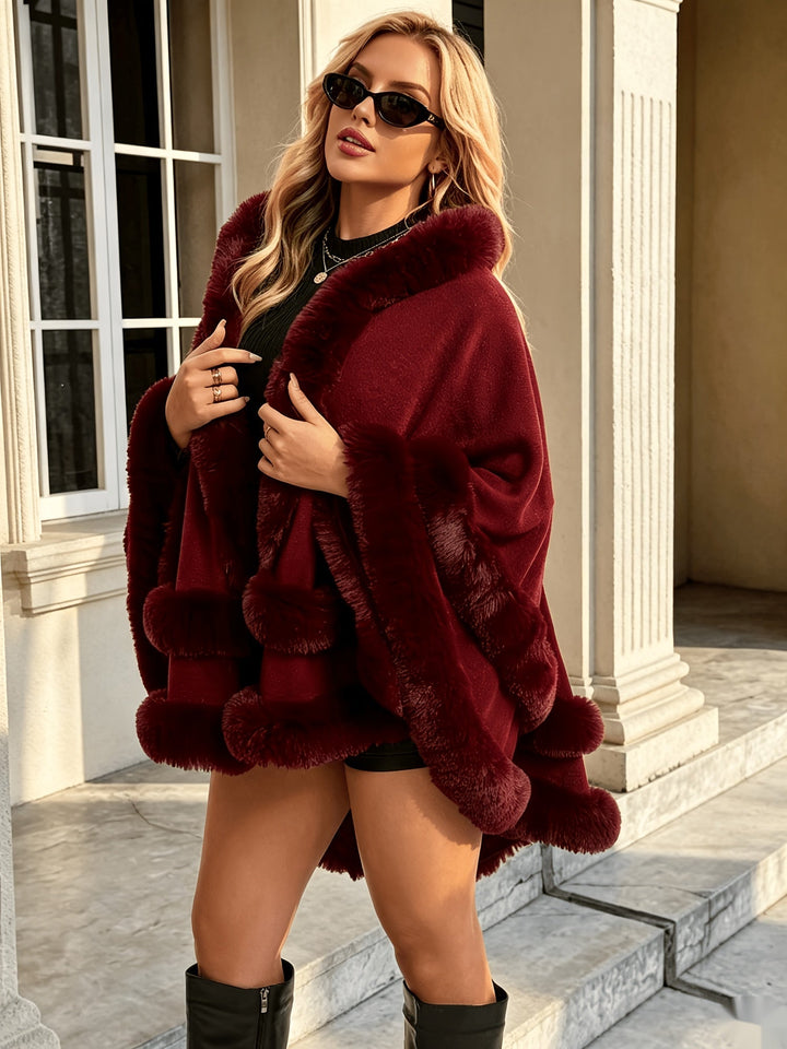 Toriann - Cárdigan De Invierno Con Capucha Y Forro De Piel, Con Abertura en La Parte Delantera