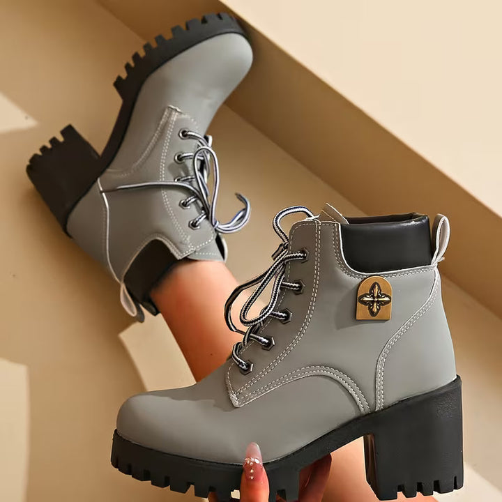Donjeta - Botines Con Tacón Grueso y Cordones