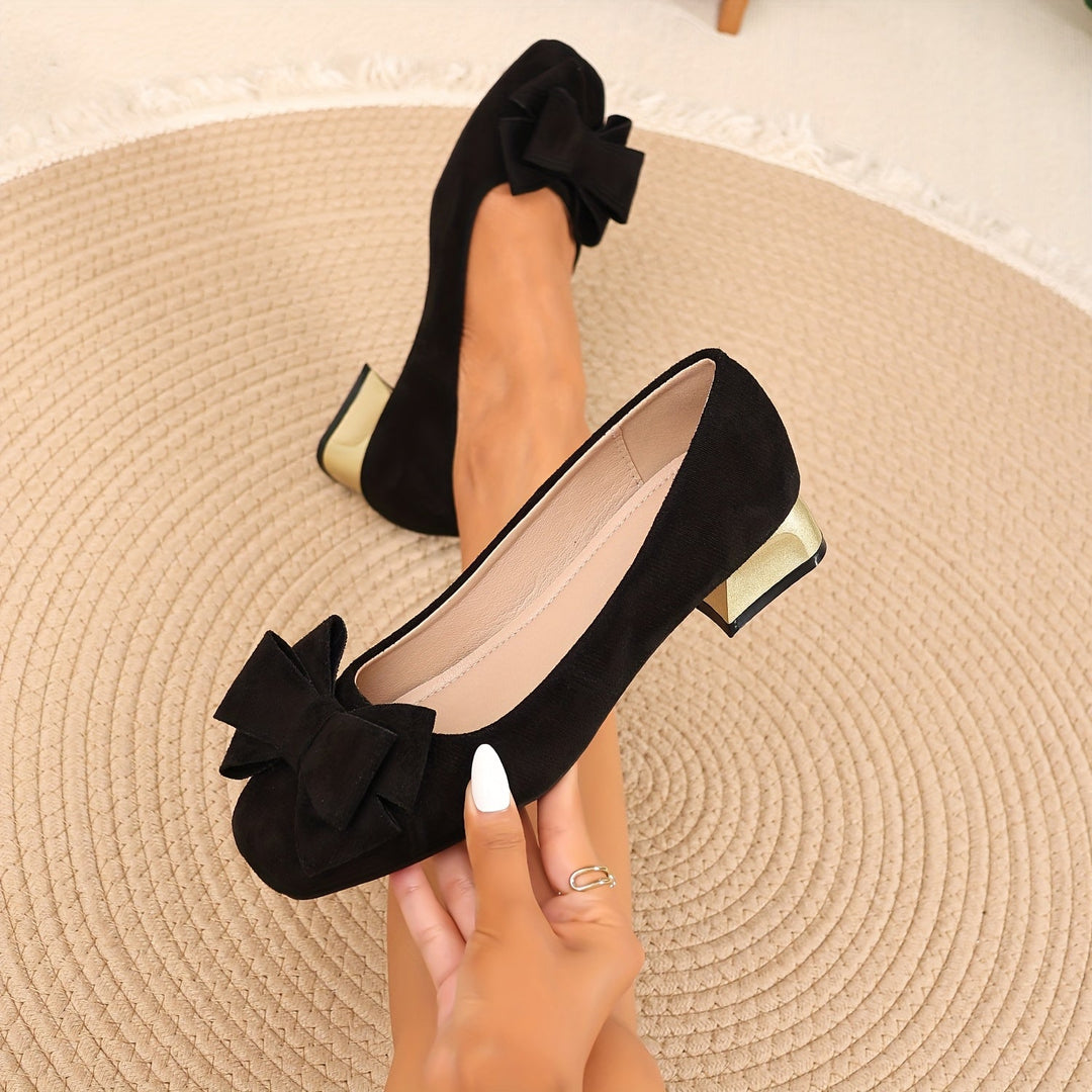 Silvie - Elegantes Zapatos de Tacón Bajo Con Lazo